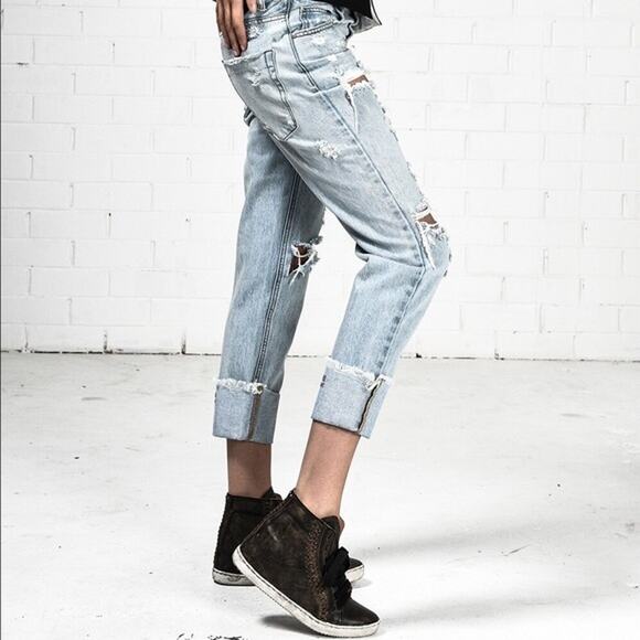 One Teaspoon Awesome Baggies Jeans Size 27 Relaxed Distressed Ripped Destroyed - Picture 2 of 16